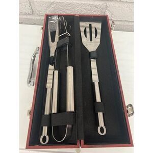BergHoff Essential 3 PCS Stainless Steel BBQ Gift Set with Wooden Storage Case